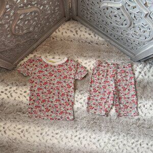 Mini Boden pastel floral matching set girls 4T garden party pajamas loungewear